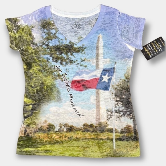 NWT Texas San Jacinto Monument Burn Out Women's Tee Shirt Size Medium - Picture 1 of 7